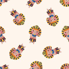 pharaoh cartoon seamless pattern background N17