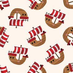 Transportation boat cartoon seamless pattern background N37