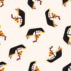 Transportation boat cartoon seamless pattern background N38