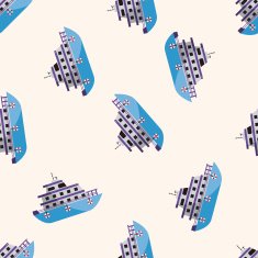 Transportation boat cartoon seamless pattern background N39