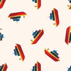 Transportation boat cartoon seamless pattern background N41