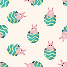 easter rabbit cartoon seamless pattern background N17