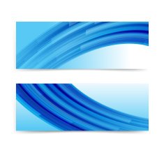 Abstract blue curve banner background