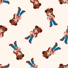 cowboy cartoon seamless pattern background N8