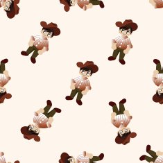 cowboy cartoon seamless pattern background N10