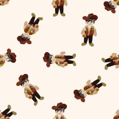 cowboy cartoon seamless pattern background N11