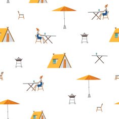 Seamless texture BBQ Season White background