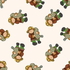 fireman cartoon seamless pattern background