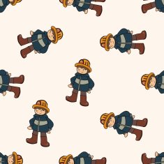 fireman cartoon seamless pattern background N3