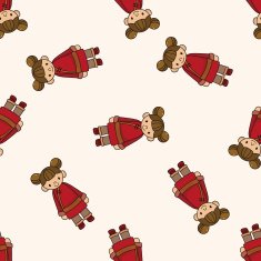 Chinese people cartoon seamless pattern background N2