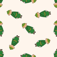 Chinese people cartoon seamless pattern background N6