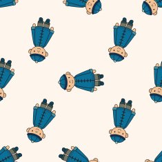 Chinese people cartoon seamless pattern background N10