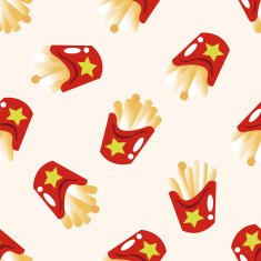 Fried foods theme french fries cartoon seamless pattern background N3