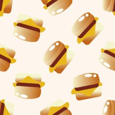 hamburger cartoon seamless pattern background N2