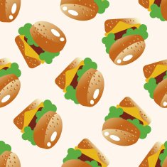 hamburger cartoon seamless pattern background N3