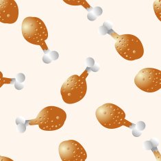 Fried foods theme chicken cartoon seamless pattern background N8