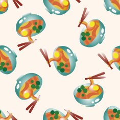 Japanese food cartoon seamless pattern background N10