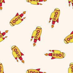 spaceship cartoon seamless pattern background N43