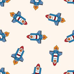 spaceship cartoon seamless pattern background N47