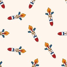 spaceship cartoon seamless pattern background N49