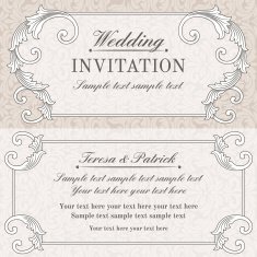 Baroque wedding invitation grey and beige