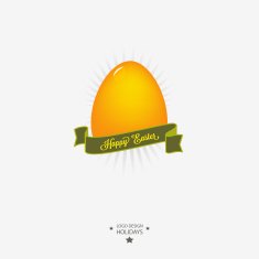 Easter logo emblem with ribbon