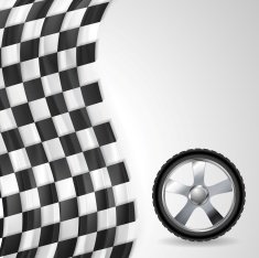 Sport background with wheel and finish flag N2