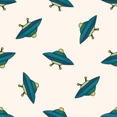 ufo cartoon seamless pattern background