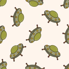 ufo cartoon seamless pattern background N2