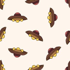 ufo cartoon seamless pattern background N4