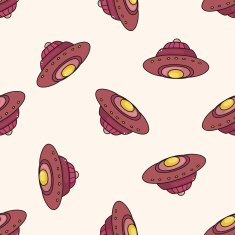 ufo cartoon seamless pattern background N5