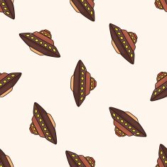 ufo cartoon seamless pattern background N6