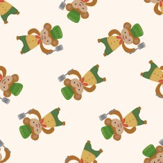 animal monkey chef cartoon seamless pattern background