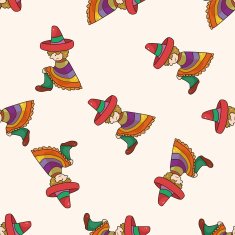 Mexican cartoon seamless pattern background N4