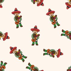 Mexican cartoon seamless pattern background N5
