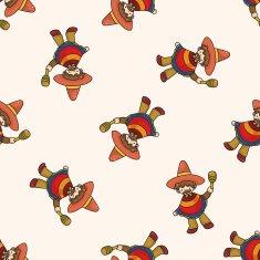 Mexican cartoon seamless pattern background N6
