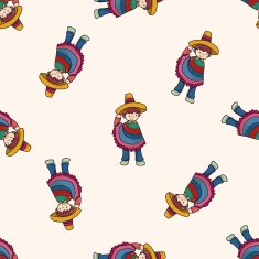 Mexican cartoon seamless pattern background N8