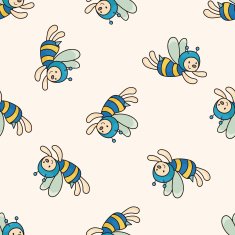 bee cartoon seamless pattern background N4