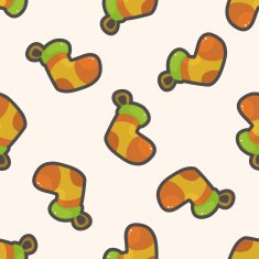 Christmas stocking cartoon seamless pattern background