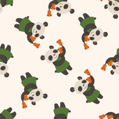 animal panda playing instrument cartoon seamless pattern background