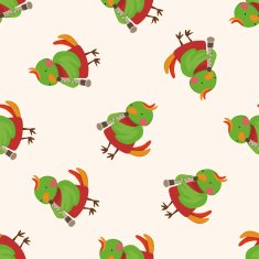animal bird playing instrument cartoon seamless pattern background