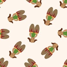 animal dog playing instrument cartoon seamless pattern background N4