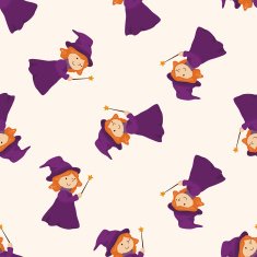 witch cartoon seamless pattern background N3