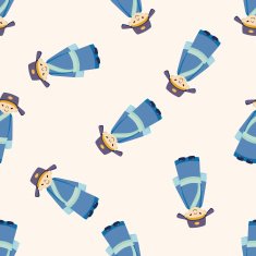 Chinese people cartoon seamless pattern background N12
