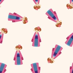 Chinese people cartoon seamless pattern background N16