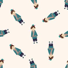 Chinese people cartoon seamless pattern background N18