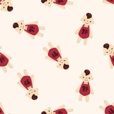 Chinese people cartoon seamless pattern background N19