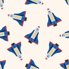 spaceship cartoon seamless pattern background N51