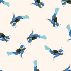diver cartoon seamless pattern background