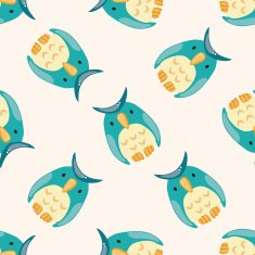 animal owl cartoon seamless pattern background